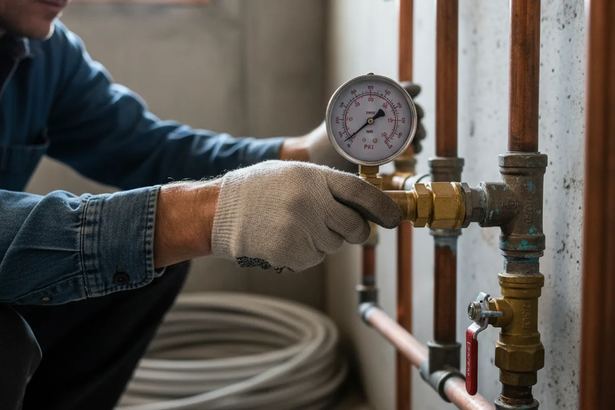 Pressure testing a repaired line during Water Line Repair in Locustdale